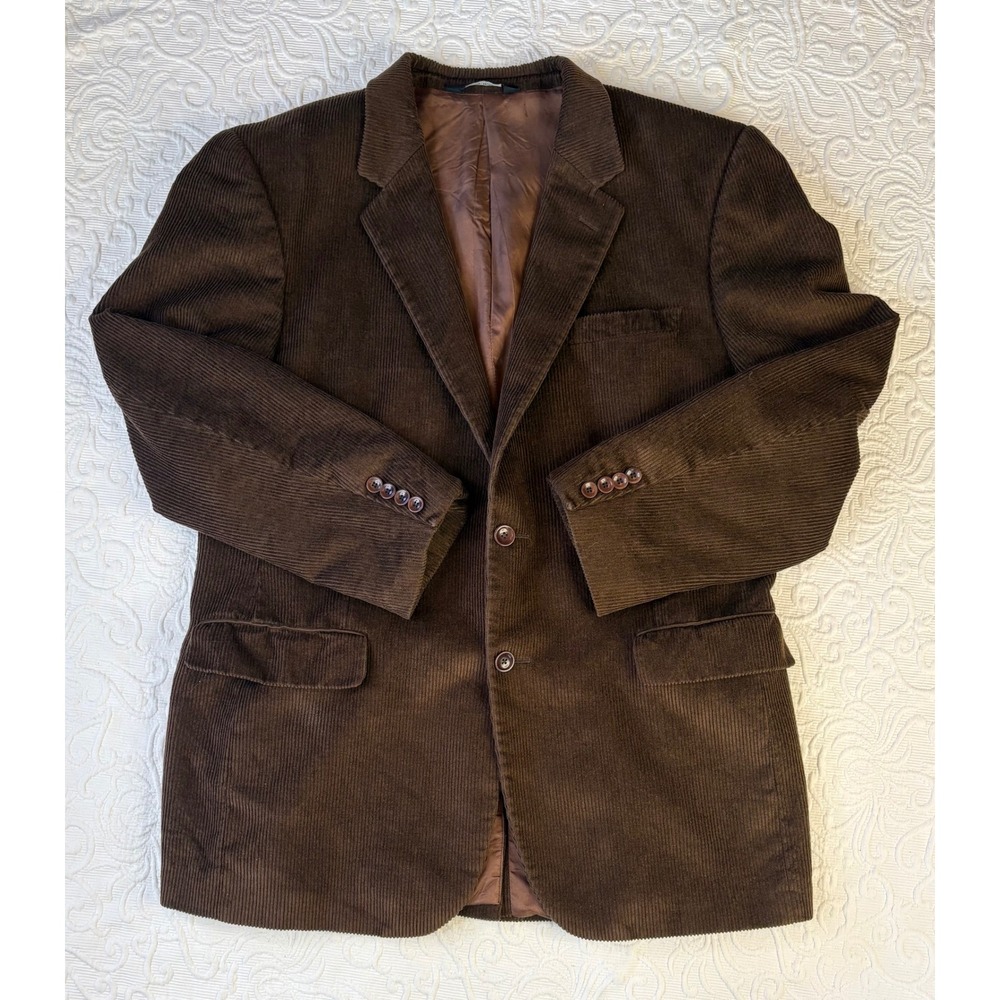 Jos A Bank Mens Brown Corduroy Sport Coat Blazer Jacket‎ 70 Wool 30 Silk 43Long